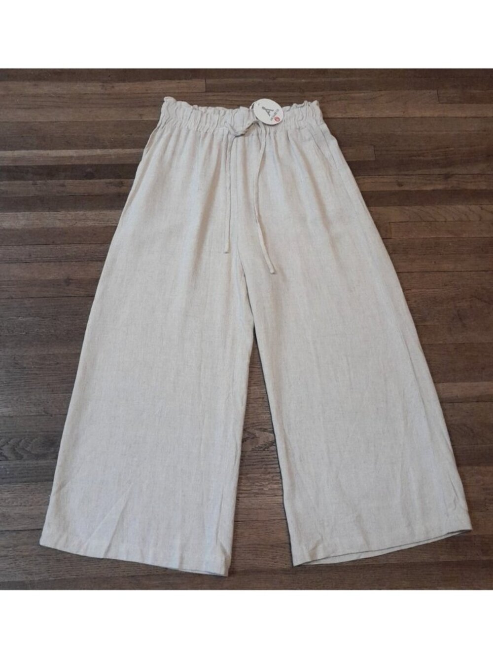 New Womens Linen Blend Pants Wide Leg Casual Coastal Resort Beachy Size Medium - Picture 1 of 7